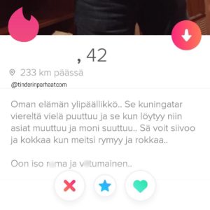 ylipäällikköTINDERprofiilit