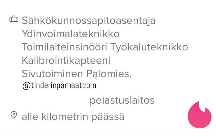 pelastusTINDERprofiilit